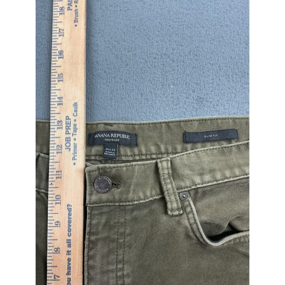Banana‎ Republic Traveler Pants Mens 37x31 Green Slim Fit Stretch 5 Pocket Chino